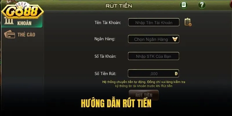 Hướng dẫn rút tiền